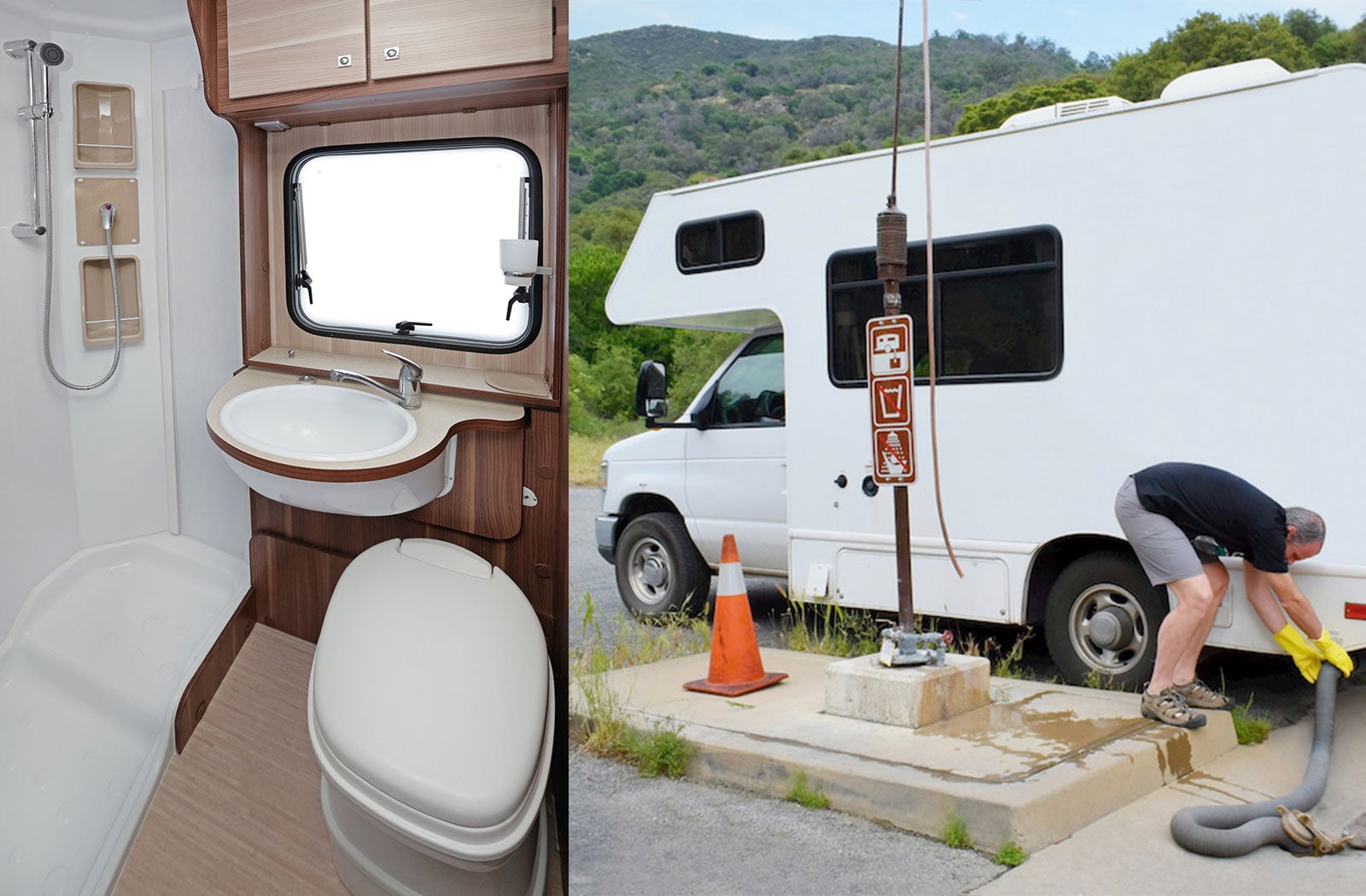 Portable RV/camper toilet and holding tank setup in Naperville, Illinois