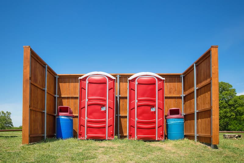 Short-term porta potty units staged for delivery in Naperville, Illinois